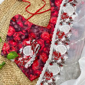 Red Candy Silk Embroidery Saree with Latest Designer Look