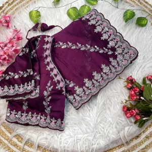 Designer Purple Rangoli Silk Embroidery...