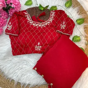 Crunchy Silk Hand Embroidery Saree for W...