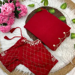 Crunchy Silk Hand Embroidery Saree for Women