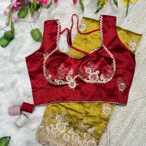 Elegant Yellow Organza Silk Saree for Women