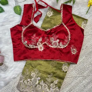 Elegant Green Organza Silk Saree for Women