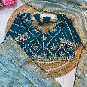 Pure Jimmi Choo Silk Sky Blue Saree Heavy Embroidery for Women