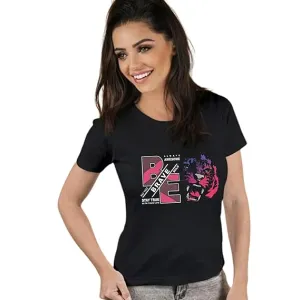 Stylish Graphic Tee for Women – 100% Cotton Printed Black T-Shirt