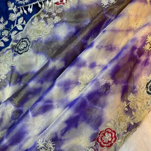 Designer Abstract Printed Blue Twile Net Saree Festival Wear