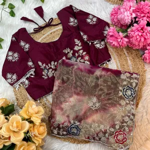 Designer Abstract Printed Maroon Twile N...