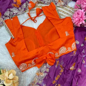 Digital Printed Purple Chiffon Silk Saree for Women