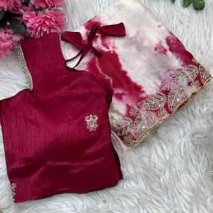 Digital Printed White Chiffon Silk Saree...