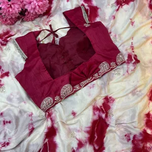 Digital Printed White Chiffon Silk Saree for Women