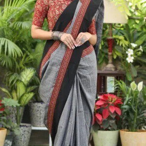 Elegant Pure Cotton Ajrak Saree Traditio...