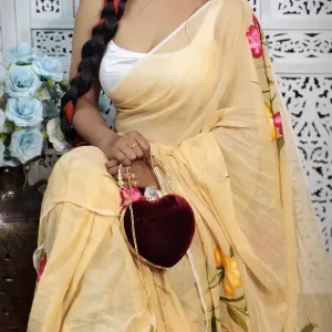 Pure Mul Cotton Hand Painted Floral Saree for Everyday Elegance