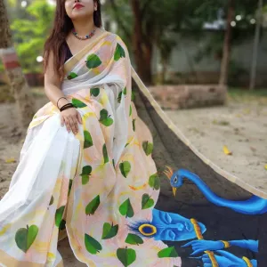 Elegant Kerala Cotton Hand Painted Saree...