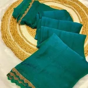 Banarasi Silk Saree Teal Organza Lightweight Elegant Zari Border