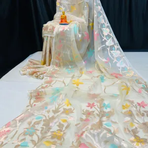 Muslin Saree Handcrafted Premium Blouse Piece Elegant Floral Design