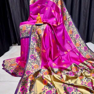 Premium Paithani Silk Saree Soft Blouse...