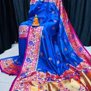 Designer Paithani Silk Saree Premium Sof...