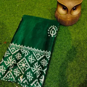 Elegant Semi Pure Silk Saree with Blouse Piece Party Ready Look Green