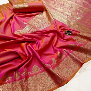 Dual Tone Katan Silk Saree Soft Buttery Silk Elegant Finish