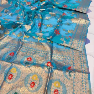 Lightweight Meenakari Organza Silk Saree...