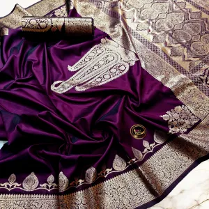 Designer Dual Tone Katan Silk Saree Soft Buttery Silk Finish