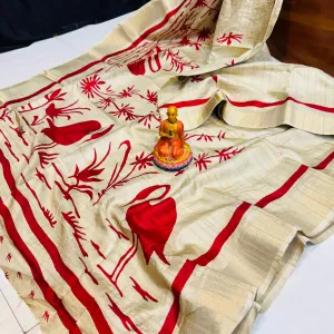 Premium Matka Slub Silk Saree Elegant So...