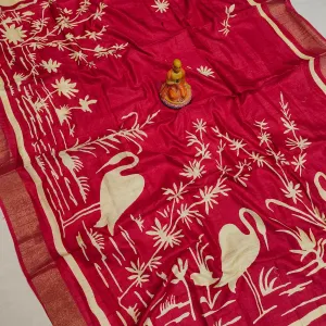 Premium Matka Slub Silk Saree Elegant So...