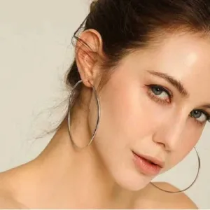 Silver Gol Hoop Earrings Big Size Alloy...