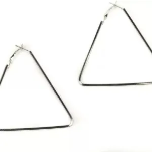 Silver TRINGLE SHAPED Hoop Earrings Alloy Earring for Girls & Women Pack1 Pair