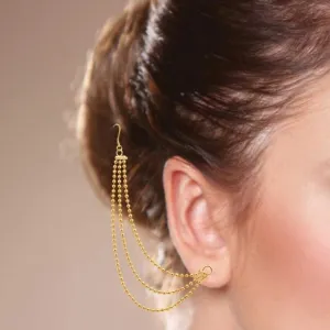3-3LADI Bahubali Golden Ear Chain Hair F...