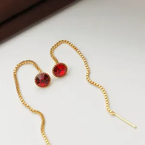 Fashion Hanging RED NUG Sui Dhaga Earrin...