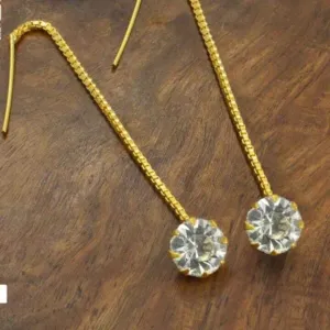 Fashion Hanging WHITE NUG Sui Dhaga Earring for Women and Girls PACK OF 2