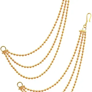 Bahubali Golden Jhumka Ear Chain Hair Fo...