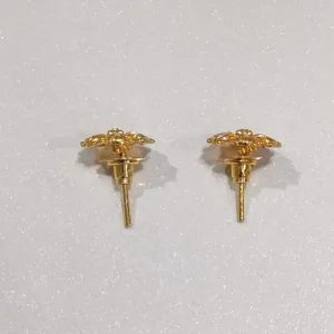 1gm Gold And Micron Plated Round South Screw Back Brass Stud Earring 1 PAIR