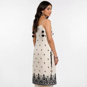 Ivory & Black Embroidered Suit with Dupatta