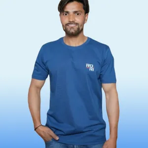 Men’s Ultra Comfort Pure Cotton T-Shirt – Blue | Round Neck | Half Sleeves | Relaxed Fit | Summer Essential 2025
