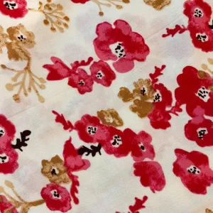 Floral Printed Cotton Short Kurti Cream Color for Women