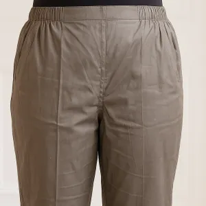 Grey Brown Taupe Embroidered Straight Cut Suit with Dupatta