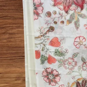 Ivory Floral Embroidered Suit Set with Sheer Dupatta