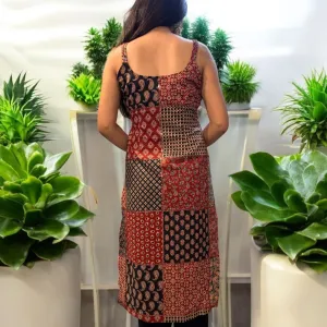 Jaipuri Patchwork Print Sleeveless Long Kurti with plazzo