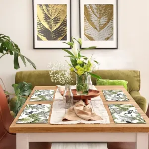 Handmade Wooden MDF Place mats Design Premium Printed of 4 Piece Dining Tablemat, Heat/Water Resistant Rectangular Placemats Size. 38 X 28 Centimeters