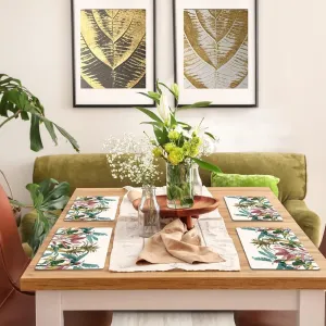 Handmade Wooden MDF Place mats Design Premium Printed of 4 Piece Dining Tablemat, Heat/Water Resistant Rectangular Placemats Size. 38 X 28 Centimeters