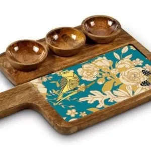 Handcrafted Mango Wood Printed Serving P...