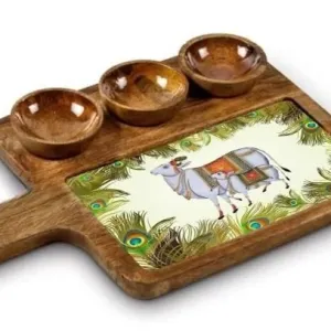 Printed Mango Wood Appetizer Platter Wit...