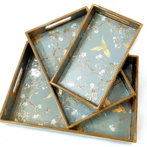 Woodworks Wooden Serving Tray Set of 3 W...