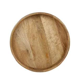 Round Mango Wood Serving Tray With Dual Handles 14 Inch