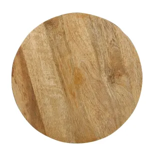 Round Mango Wood Serving Tray With Dual Handles 14 Inch