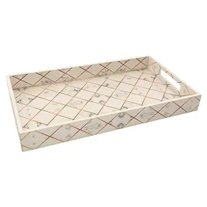 Wooden Rectangular Serving Tray Set of 3 With Easy Grip Handles