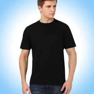 Men’s Black Polyester Round Neck Half Sl...