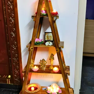 Premium 4 Tier Pinewood Ladder Shelf for Living Room Decor