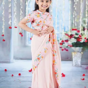 Kids Traditional Saree with Elegant Indi...